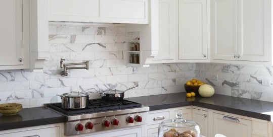 Kitchen with white cabinets